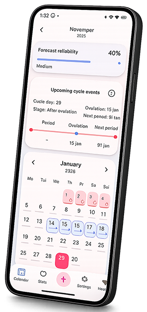 RosyCycle period tracker app on Android (screenshot)